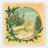 Rustic Mountain Scene Vierkante Sticker (Voorkant)
