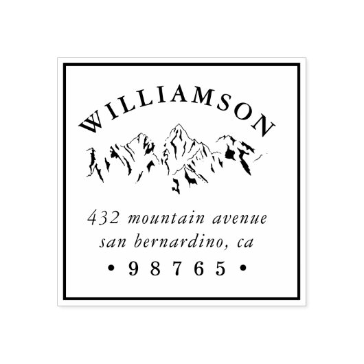 Rustic Mountain Sketch Return Address Rubberstempel (Afrduk)