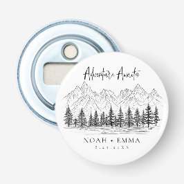Rustic Mountain Sketch Woodland Pine Wedding Button Flesopener