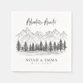 Rustic Mountain Sketch Woodland Pine Wedding Servet (Voorkant)