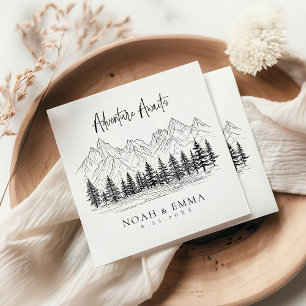 Rustic Mountain Sketch Woodland Pine Wedding Servet