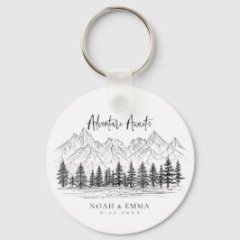 Rustic Mountain Sketch Woodland Pine Wedding Sleutelhanger