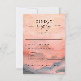 Rustic Mountain Sunset Waterverf Meal Choice RSVP Kaartje