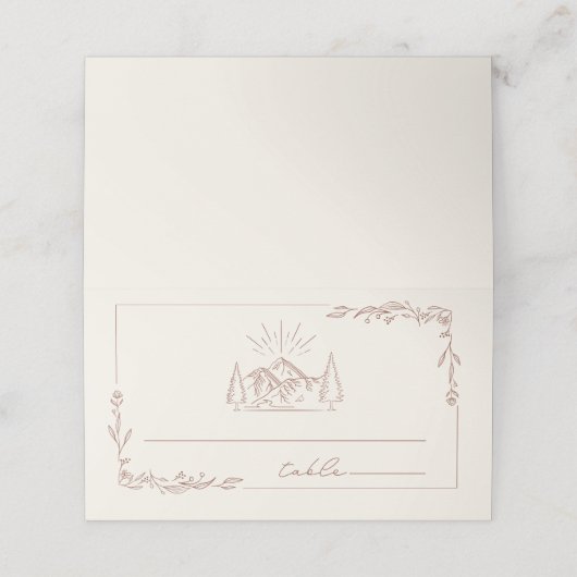 Rustic Mountain Terracotta Wedding Plaatskaartje (Buitenkant ongevouwen)