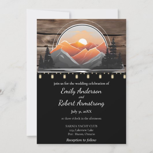 Rustic Mountain Valley Forest Sunset Natuur Kaart (Voorkant)