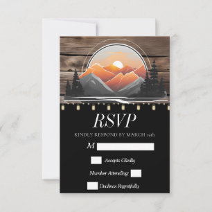 Rustic Mountain Valley Forest Sunset Natuur RSVP Kaartje
