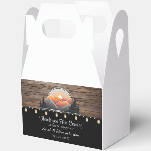 Rustic Mountain Valley Forest Sunset Wedding Favor Bedankdoosjes (Open)