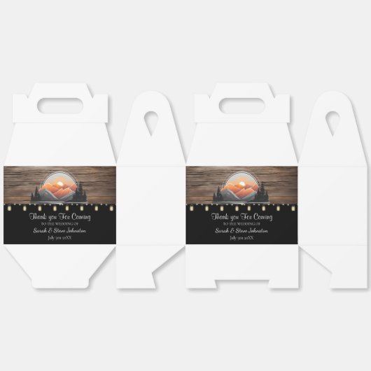 Rustic Mountain Valley Forest Sunset Wedding Favor Bedankdoosjes (Ongevouwen)