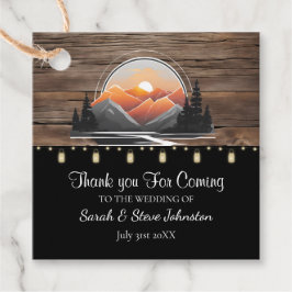 Rustic Mountain Valley Forest Sunset Wedding Favor Bedankjes Labels