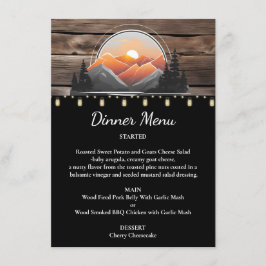 Rustic Mountain Valley Forest zonsondergang bruilo Menu