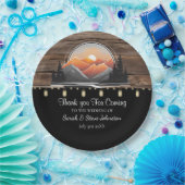 Rustic Mountain Valley Forest zonsondergang bruilo Papieren Bordje (Feest)