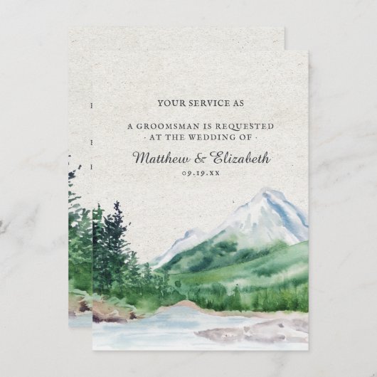 Rustic Mountain | Verzoek voor Groomsman-voorstel Kaart (Voorkant / Achterkant)
