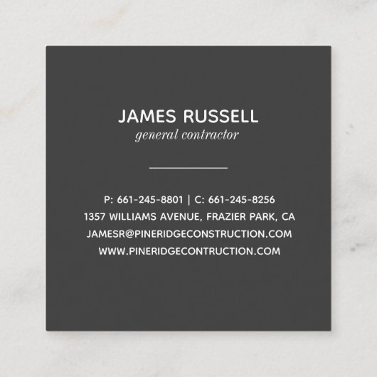 Rustic Mountain | Vierkant Visitekaartje (Achterkant)