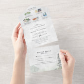 Rustic Mountain Vineyard All in One Wedding Invite All In One Uitnodiging (Afscheurbaar)