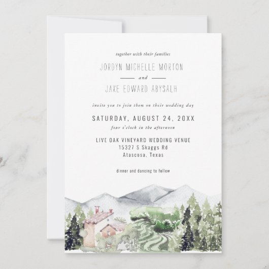 Rustic Mountain Vineyard | Uitnodiging tot weddens (Voorkant)