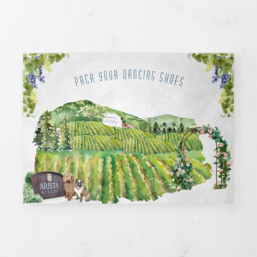 Rustic Mountain Vineyard | Weddenschap Drieluik Uitnodiging (Cover)