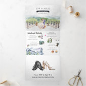 Rustic Mountain Vineyard | Weddenschap Drieluik Uitnodiging (Binnen)