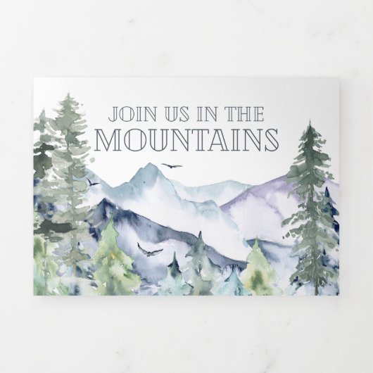 Rustic Mountain Vineyard | Weddenschap Drieluik Uitnodiging (Cover)