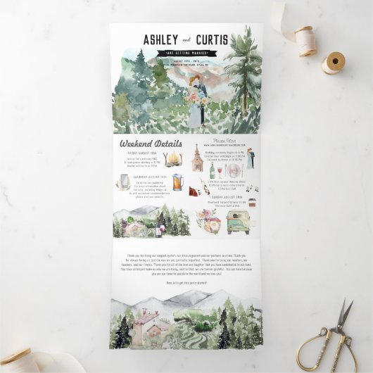 Rustic Mountain Vineyard | Weddenschap Drieluik Uitnodiging (Binnen)