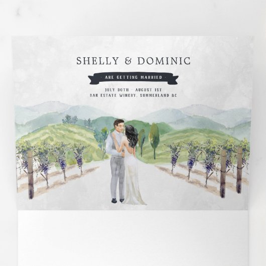 Rustic Mountain Vineyard | Weddenschap Drieluik Uitnodiging (Binnenzijde eerst)