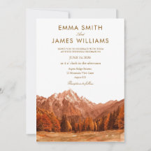  Rustic mountain watercolor  Wedding Invitation 