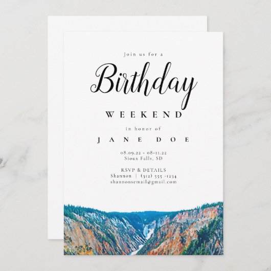 Rustic Mountain Waterfall Birthday Weekend Kaart (Voorkant / Achterkant)