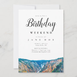 Rustic Mountain Waterfall Birthday Weekend Kaart
