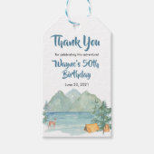 Rustic Mountain Waterverf Adventure 50th Birthday Cadeaulabel (Voorkant)