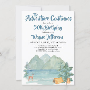Rustic Mountain Waterverf Adventure 50th Birthday Kaart