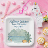 Rustic Mountain Waterverf Adventure 50th Birthday Papieren Bordje (Feest)