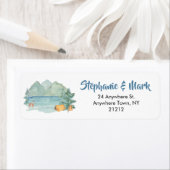 Rustic Mountain Waterverf Adventure Begin Wedding Etiket (Insitu)