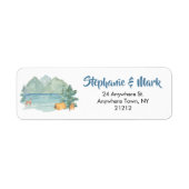 Rustic Mountain Waterverf Adventure Begin Wedding Etiket (Voorkant)