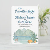 Rustic Mountain Waterverf Adventure Begin Wedding Kaart (Staand voorkant)