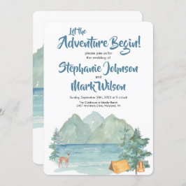Rustic Mountain Waterverf Adventure Begin Wedding Kaart