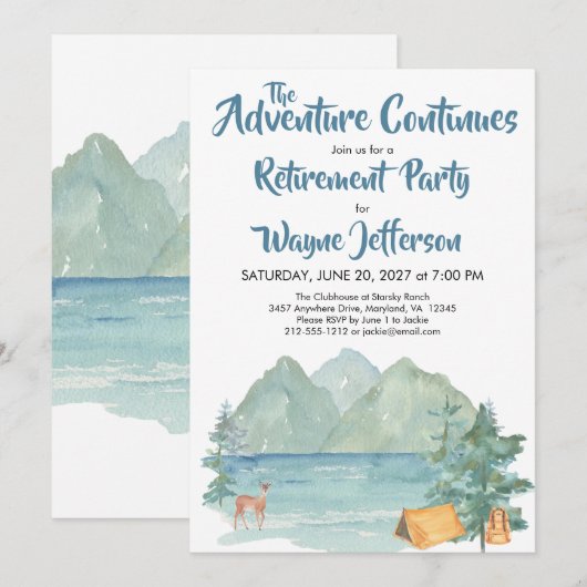 Rustic Mountain Waterverf Adventure Retirement Kaart (Voorkant / Achterkant)