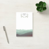 Rustic Mountain Waterverf & Antler | Monogram | Post-it® Notes (Kantoor)
