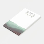 Rustic Mountain Waterverf & Antler | Monogram | Post-it® Notes (Schuin)