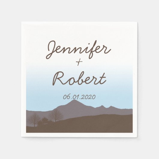 Rustic Mountain Waterverf bruiloft servet (Voorkant)