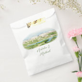 Rustic Mountain Waterverf Trouwcadeau tas Bedankzakje (Gezegeld)