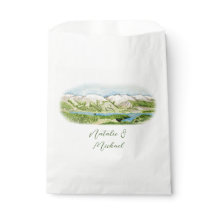 Rustic Mountain Waterverf Trouwcadeau tas