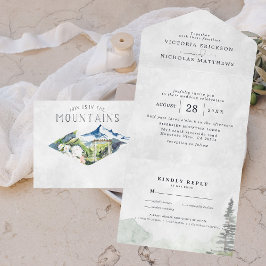Rustic Mountain Wedding All in One Wedding Invite All In One Uitnodiging
