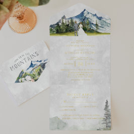 Rustic Mountain Wedding All in One Wedding Invite Uitnodiging
