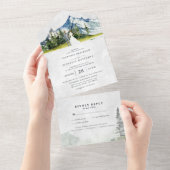 Rustic Mountain Wedding All in One Wedding Invite Uitnodiging (Afscheurbaar)