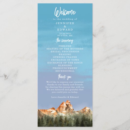 Rustic Mountain Wedding Ceremony Program Programmakaart (Voorkant)