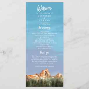 Rustic Mountain Wedding Ceremony Program Programmakaart
