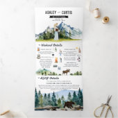 Rustic Mountain Wedding Drieluik Uitnodiging (Binnen)