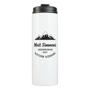 Rustic Mountain Wedding Groomsman Gift Modern Cool Thermosbeker