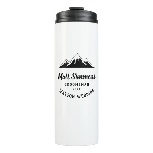 Rustic Mountain Wedding Groomsman Gift Modern Cool Thermosbeker (Voorkant)