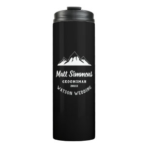Rustic Mountain Wedding Groomsman Gift Modern Cool Thermosbeker