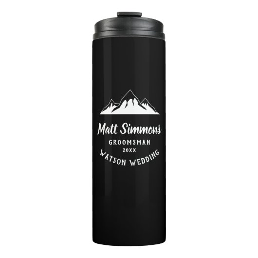 Rustic Mountain Wedding Groomsman Gift Modern Cool Thermosbeker (Voorkant)